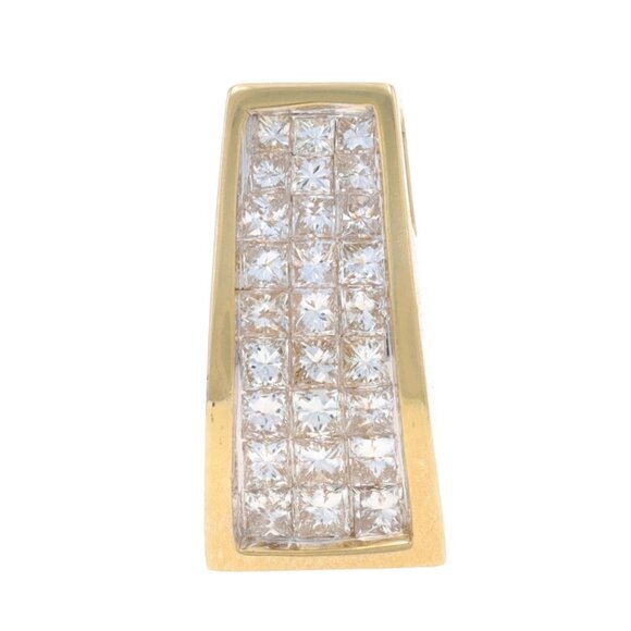 Yellow Gold Diamond Cluster Slide Pendant - 14k Princess 1.00ctw